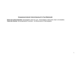 Vorschau - Stundenentwürfe - Unterrichtsentwurf_Sachaufgaben_Klasse - Deckblatt
