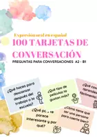 Vista previa - Tarjetas / Manipulativos - Expresión oral en español – Tarjetas de conversación A1-B1 – 100 preguntas - Portada