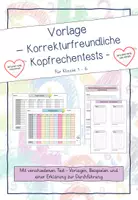 Vorschau - Test - Korrekturfreundliche Kopfrechentests - Vorlage - Deckblatt