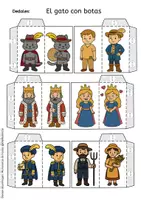 Vista previa - Manualidades / Dibujos para colorear - El gato con botas – Marionetas de dedo con escenarios y bolsa - página 2