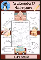 Vorschau - Arbeitsblätter - Grafomotorik Übungen – In der Schule | Nachspuren für Vorschule & 1. Klasse | Feinmotorik mit Schulmotiven fördern - Deckblatt