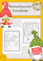 Vorschau - Mal- und Bastelvorlagen - Wichtel Weihnachten Winter Ausmalbilder Kunst Vorschule - Deckblatt