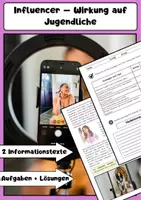 Vorschau - Arbeitsblätter - Influencer – Wirkung auf Jugendliche - Deckblatt
