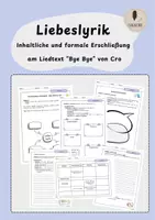 Vorschau - Arbeitsblätter - Liebeslyrik Inhaltliche und formale Erschließung am Liedtext “Bye Bye” von Cro (inkl. Musterlösung) - Deckblatt