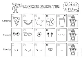 Vorschau - Spiele - Sommermonster – Würfeln und Malen | Sommerliches Kunstspiel - Seite 1