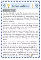 Vorschau - Arbeitsblätter - Infotext zum Vatertag: Leseverständnis und Fragen - Seite 1