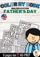 Aperçu - Feuilles d'exercices - Color by Code - Multiplication (Father's Day) | Fête des pères Multiplications Mathématiques Anglais - Page de couverture