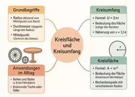 Vorschau - Arbeitsblätter - Arbeitsblätter zum Thema "Wie berechnet man die Kreisfläche und den Kreisumfang?" + Lösung & MP3 + Mindmap + Infografik - Seite 2