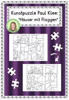 Vorschau - Mal- und Bastelvorlagen - Paul Klee: "Häuser mit Flaggen" - Kunstwerk puzzeln - Deckblatt