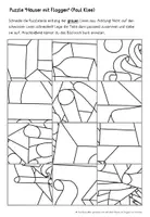 Vorschau - Mal- und Bastelvorlagen - Paul Klee: "Häuser mit Flaggen" - Kunstwerk puzzeln - Seite 1