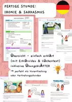 Vorschau - Arbeitsblätter - Ironie und Sarkasmus - einfach verstehen! Merkblatt mit Erklärvideo und Übungsblättern - perfekt als Vorentlastung oder Vertetungsstunden! - Deckblatt