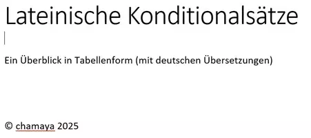 Vorschau - Merkblätter - Konditionalsätze im Lateinischen (Übersichtstabelle) - Deckblatt
