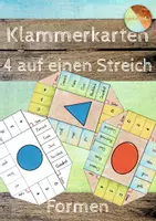 Vorschau - Aufgabenkarten - Formen - "4 auf einen Streich" - Klammerkarten - Deckblatt