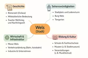 Vorschau - Arbeitsblätter - Arbeitsblätter "Wels (Stadt)" + Lösung & MP3 + Mindmap - Seite 1