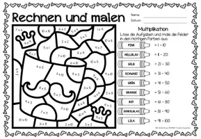Aperçu - Feuilles d'exercices - Rechen-Mal-Blätter - Multiplikation (Vatertag) Fête des pères Multiplications Mathématiques Allemand - Page 3