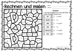 Aperçu - Feuilles d'exercices - Rechen-Mal-Blätter - Division (Vatertag) Fête des pères Divisions Mathématiques Allemand - Page 2