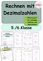 Vorschau - Arbeitsblätter - Dezimalzahlen Addieren und Subtrahieren Übungsblätter mit Plakat | 5. Klasse - Deckblatt