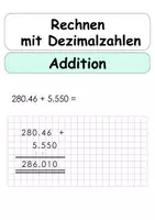 Vorschau - Arbeitsblätter - Dezimalzahlen Addieren und Subtrahieren Übungsblätter mit Plakat | 5. Klasse - Seite 1