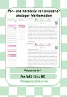Vorschau - Arbeitsblätter - Vergleich analoger Werbemedien Werbung Gruppenarbeit - Deckblatt