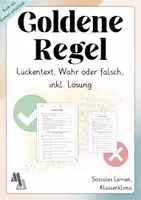 Vorschau - Arbeitsblätter - Goldene Regel: Lückentext und Quiz inkl. Lösungsblatt - Deckblatt