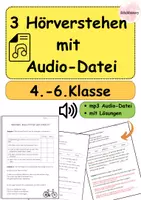 Vorschau - Arbeitsblätter - Hörverstehen mit Audio | Sachtexten | 3 lebensnahe Themen für die 4.-6. Klasse - Deckblatt