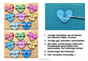 Vorschau - Mal- und Bastelvorlagen - Schnelles Geschenk zum Vatertag: Schokoriegel-Herz - Seite 1