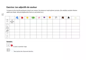 Vorschau - Arbeitsblätter - Les adjectifs de couleur - Würfelübung - Seite 1