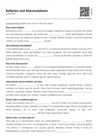 Vorschau - Arbeitsblätter - Batterien und Akkumulatoren (Lückentext und Übungen) - Deckblatt