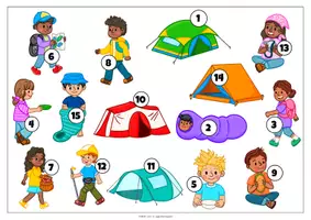 Vorschau - Stundenentwürfe - Zuhör-Rätsel – Wer ist wer? Hör genau hin! Hörrätsel mit Kindern beim Camping im Wald – DaZ |Deutsch Klasse 1–3 | Personenbeschreibungen & Hörverstehen für Klasse 1–3 | Hör-/Hörsehverstehen | Fächerübergreifend | Fertige Vertretungsstunde - Seite 2
