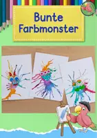Vorschau - Mal- und Bastelvorlagen - Kunst Grundschule, Bunte Monster mit Wasserfarben malen und pusten - Deckblatt