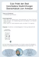 Vorschau - Arbeitsblätter - Eule findet den Beat - Musikrichtungen - Übersichtblatt - Seite 1