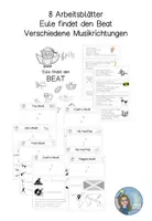 Vorschau - Arbeitsblätter - Arbeitsblätter Eule findet den beat Musikrichtungen - Deckblatt