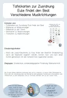 Vorschau - Präsentationen/Tafelbilder - Eule findet den Beat Tafelkarten Musikrichtungen - Seite 1