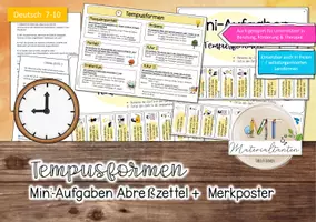 Vorschau - Arbeitsblätter - Tempusformen: Miniaufgaben - Abreißzettel + Merkposter - Seite 1