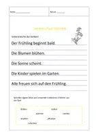 Vorschau - Arbeitsblätter - Frühlingsaufgaben zu den Verben - Deckblatt