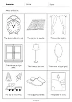 Vorschau - Arbeitsblätter - Bedroom: Read and Color 2 (Englisch) - Seite 3