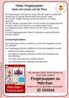 Vorschau - Mal- und Bastelvorlagen - Fabel vom Löwen und der Maus – Fingerpuppen mit Kulisse & Tasche - Seite 1