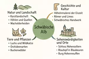 Vorschau - Arbeitsblätter - AB mit Fragen zum Thema "Schwäbische Alb" + Lösungsblatt + Mindmap + Infografik - Seite 2
