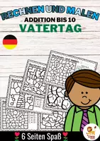 Aperçu - Feuilles d'exercices - Rechen-Mal-Blätter - Addition bis 10 (Vatertag) Fête des pères Additions Mathématiques Allemand - Page de couverture