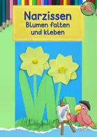 Vorschau - Mal- und Bastelvorlagen - Kunst Frühling, Narzissen falten und kleben, Grundschule - Deckblatt
