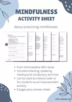 Vista previa - Unidades / Secuencias / Situaciones de Aprendizaje - Mindfulness Activity Sheet/ Lesson Plan - Portada