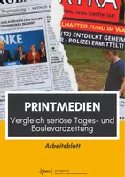 Vorschau - Arbeitsblätter - Zeitungen: Seriöse Tageszeitung vs Boulevardzeitung - Deckblatt