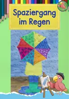 Vorschau - Mal- und Bastelvorlagen - Kunst Herbst, Spaziergang im Regen, Regenschirm, Grundschule - Deckblatt