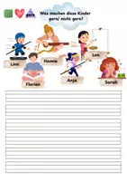 Vorschau - Arbeitsblätter - Was machen diese Kinder gern - Deckblatt