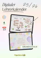 Vorschau - Lehrpläne/Lehrermaterial - Digitaler Lehrerkalender Grundschule 25 26 / Konfetti / 6h / Apple Kalender Funktion - Deckblatt