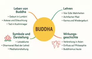 Vorschau - Arbeitsblätter - AB mit Fragen zum Thema "Buddha" + Lösungsblatt + Mindmap + Infografik - Seite 2