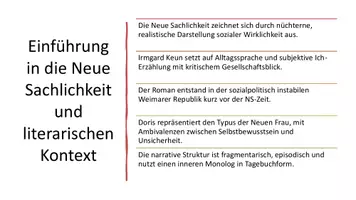 Vorschau - Präsentationen/Tafelbilder - Präsentation: Das kunstseidene Mädchen - Roman von Irmgard Keun: Moderne Frau & Gesellschaft - Seite 1