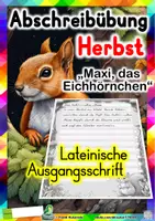Vorschau - Unterrichtsreihen - Herbst Abschreibübung "Eichhörnchen sammelt Wintervorräte" in Lateinischer Ausgangsschrift - Deckblatt