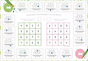 Vorschau - Stationenlernen - Schriftliche Addition im ZR bis 1000, "Klecksaufgaben": 5x Bingo ", mit und ohne Überträge - Seite 3