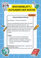 Vorschau - Arbeitsblätter - Wochenblatt 3 – Deutsch & Mathe für jeden Tag (Klasse 2) - Deckblatt